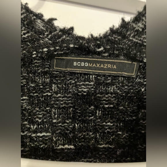 BCBG Maxazria Black and Gray Knit 3/4 Sleeve Oversized Open Cardigan - Picture 6 of 6